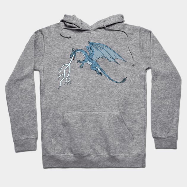 Blue Dragon Spitting Lightning Hoodie by AzureLionProductions